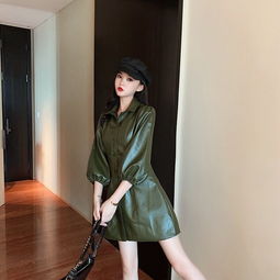 女裝春裝新款泡泡袖七分袖連衣裙